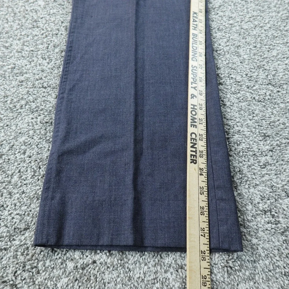 VTG Lands End Pants Mens 34X28 Blue Wool Chino Dress Trouser Flat Front USA Work